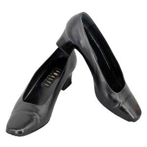 ALMALFI Pumps Size 9C Black 1 1/2 " Heel Leather Italy Designer Cocktail Party